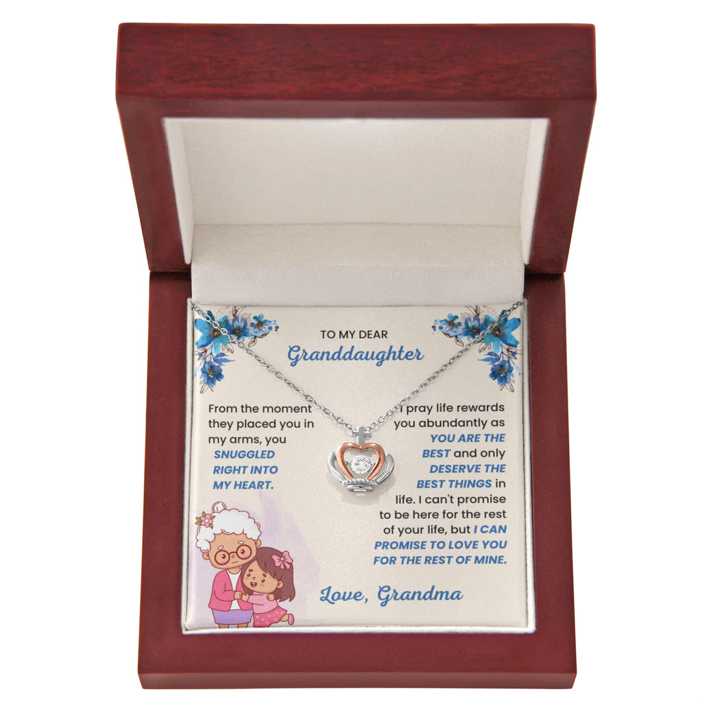 To My Granddaughter Necklace – Grandma to Granddaughter Birthday Graduation Gift – Crown Pendant Necklace