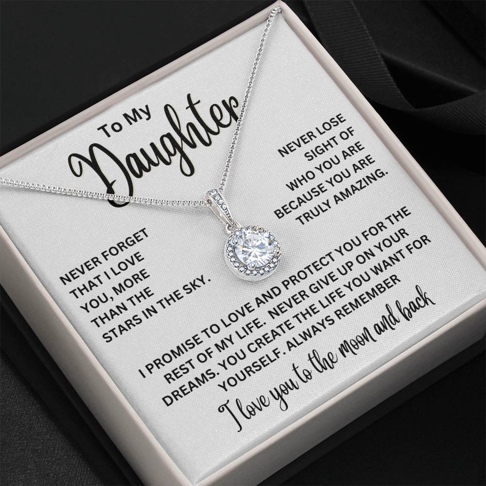 To My Daughter Necklace - I love you to the mom and back - Eternal Hope Necklace Gift for Daughter