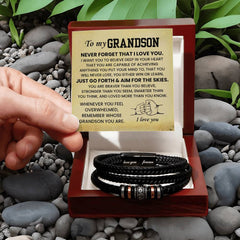 Faith Cross Leather Bracelet for Grandson, Gifts for Him, Bold and Modern Jewelry, To My Grandson