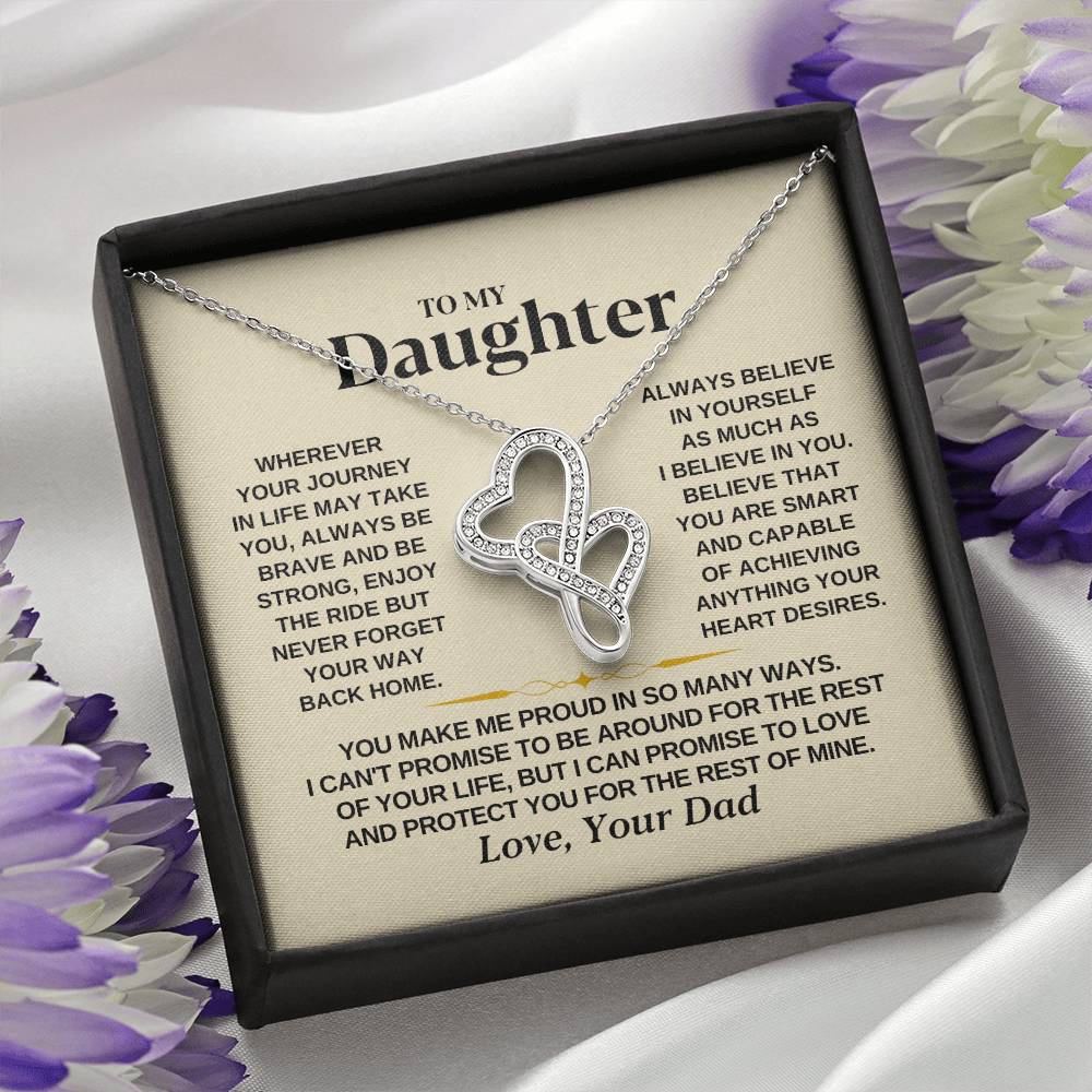 To My Daughter Necklace - You make me proud in so many ways - Daughter Present from Dad - Heart-to-heart Pendant Necklace