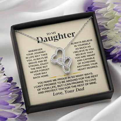 To My Daughter Necklace - You make me proud in so many ways - Daughter Present from Dad - Heart-to-heart Pendant Necklace