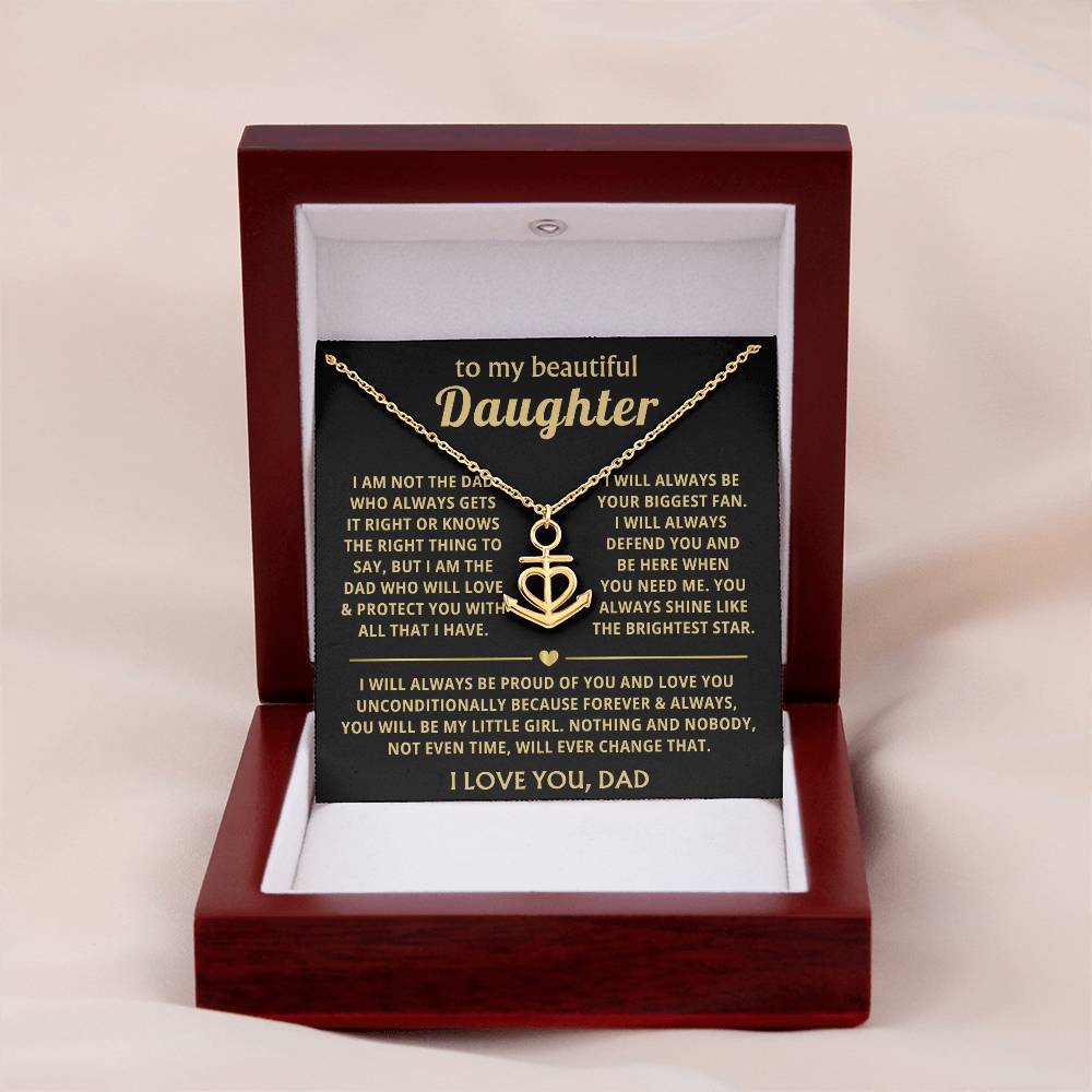 To My Daughter Necklace Gift from Dad for Birthday, Graduation, Christmas & Valentine's Day - Anchor Pendant Necklace