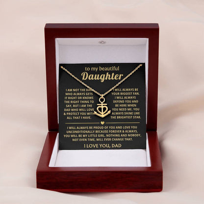 To My Daughter Necklace Gift from Dad for Birthday, Graduation, Christmas & Valentine's Day - Anchor Pendant Necklace