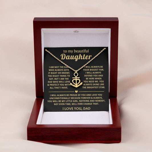 To My Daughter Necklace Gift from Dad for Birthday, Graduation, Christmas & Valentine's Day - Anchor Pendant Necklace