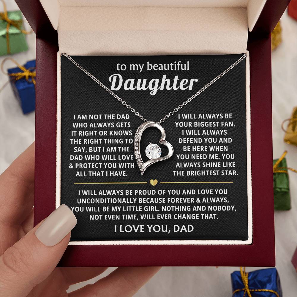 To My Daughter Necklace - Proud Dad to Daughter Jewelry for Birthday, Graduation & Special Celebrations - Forever Love Necklace