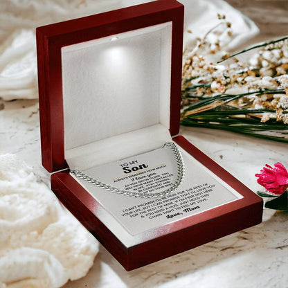 To My Son Necklace - Always remember how much I love you - Cuban Link Chain Gift for Son