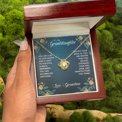 To My Granddaughter Necklace – Popular Valentine, Birthday Gift from Grandma – Love Knot Necklace