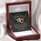 Future Wife Jewelry Gift - Long Lasting Romantic Necklace for Celebrating Love & Upcoming Marriage - Interlocking Hearts Necklace