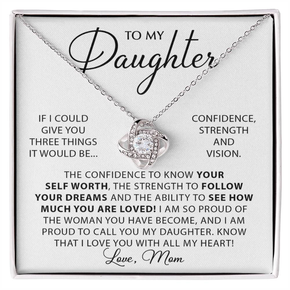 To My Daughter - I love you with all my heart - Love Knot Necklace from Mom