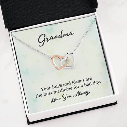 Gift for Grandma - Your Hugs and Kisses - Interlocking Hearts Necklace