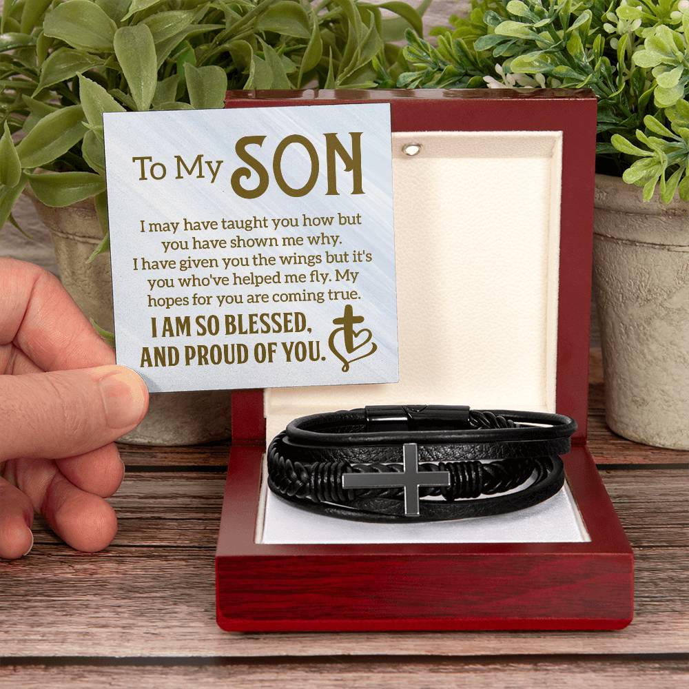 Gift for Son – Christmas, Birthday, Graduation – Men’s Cross Bracelet
