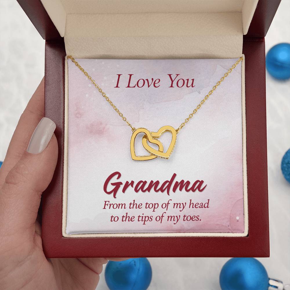 I Love You Grandma Gift from Grandkids - Interlocking Hearts Necklace