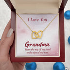 I Love You Grandma Gift from Grandkids - Interlocking Hearts Necklace