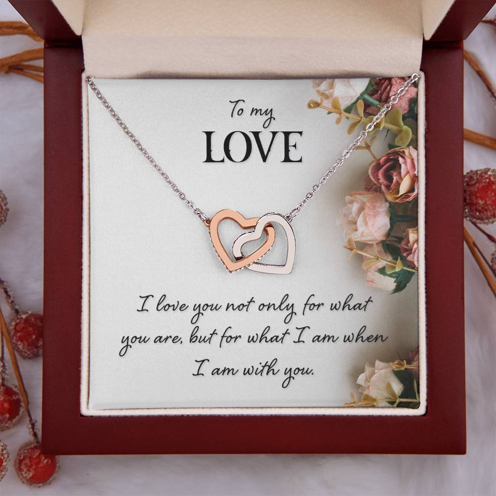 To My Love Necklace - Sweetest Gift for Wife from Husband for Valentine’s Day, Anniversary & Birthday Joy - Interlocking Hearts Necklace