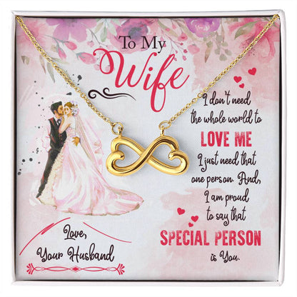To My Wife Necklace - Sweetest Gift for Wife from Husband for Valentine’s Day, Anniversary & Birthday Joy - Endless Love Necklace