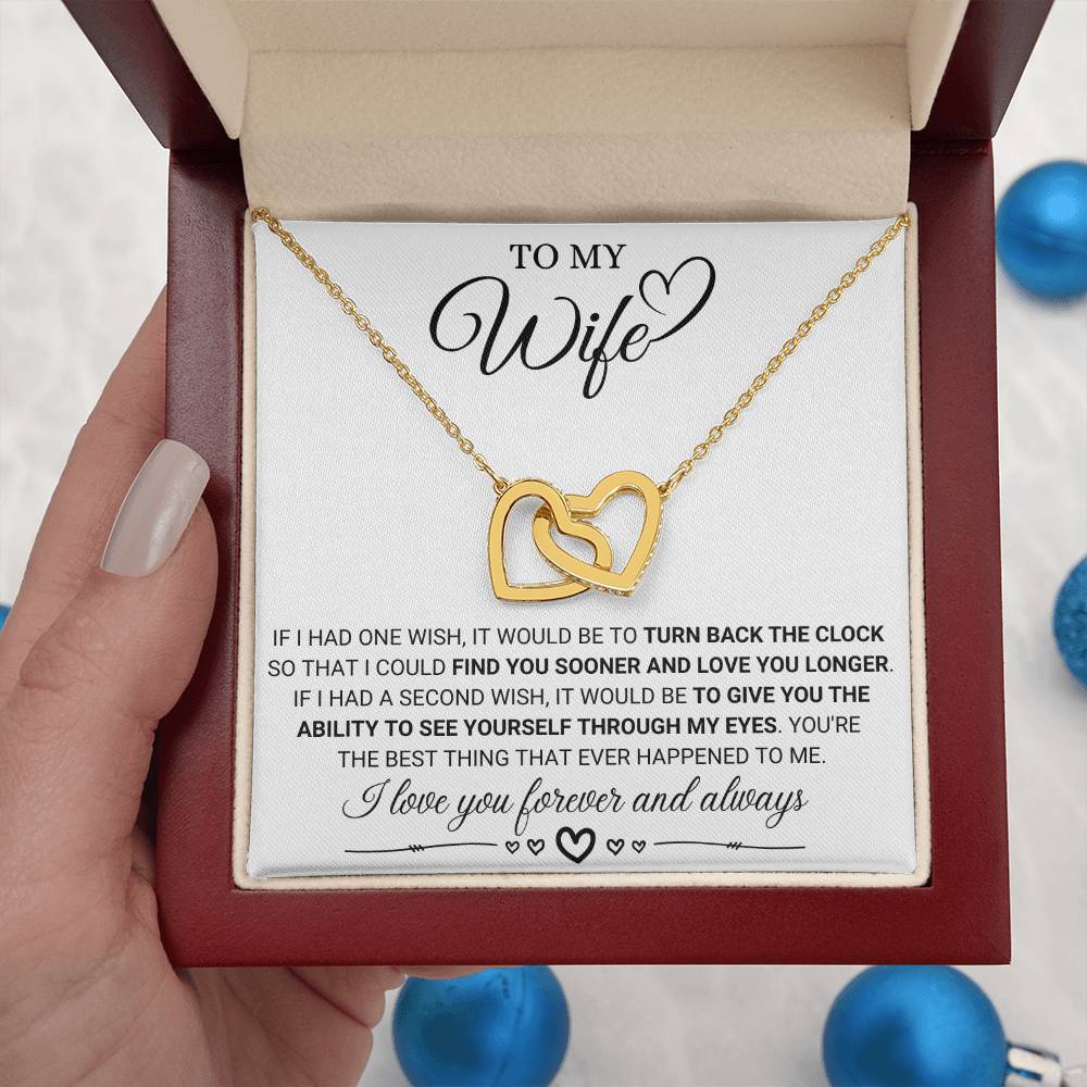 To My Wife Necklace from Husband - Sweet Anniversary Jewelry - Interlocking Hearts Necklace