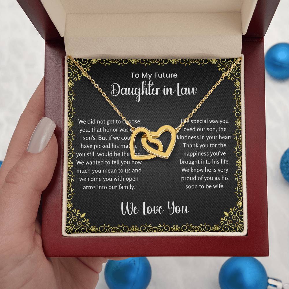 To My Future Daughter In Law - Interlocking Hearts Necklace - Gift for Bonus Daughter