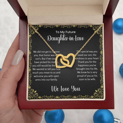 To My Future Daughter In Law - Interlocking Hearts Necklace - Gift for Bonus Daughter