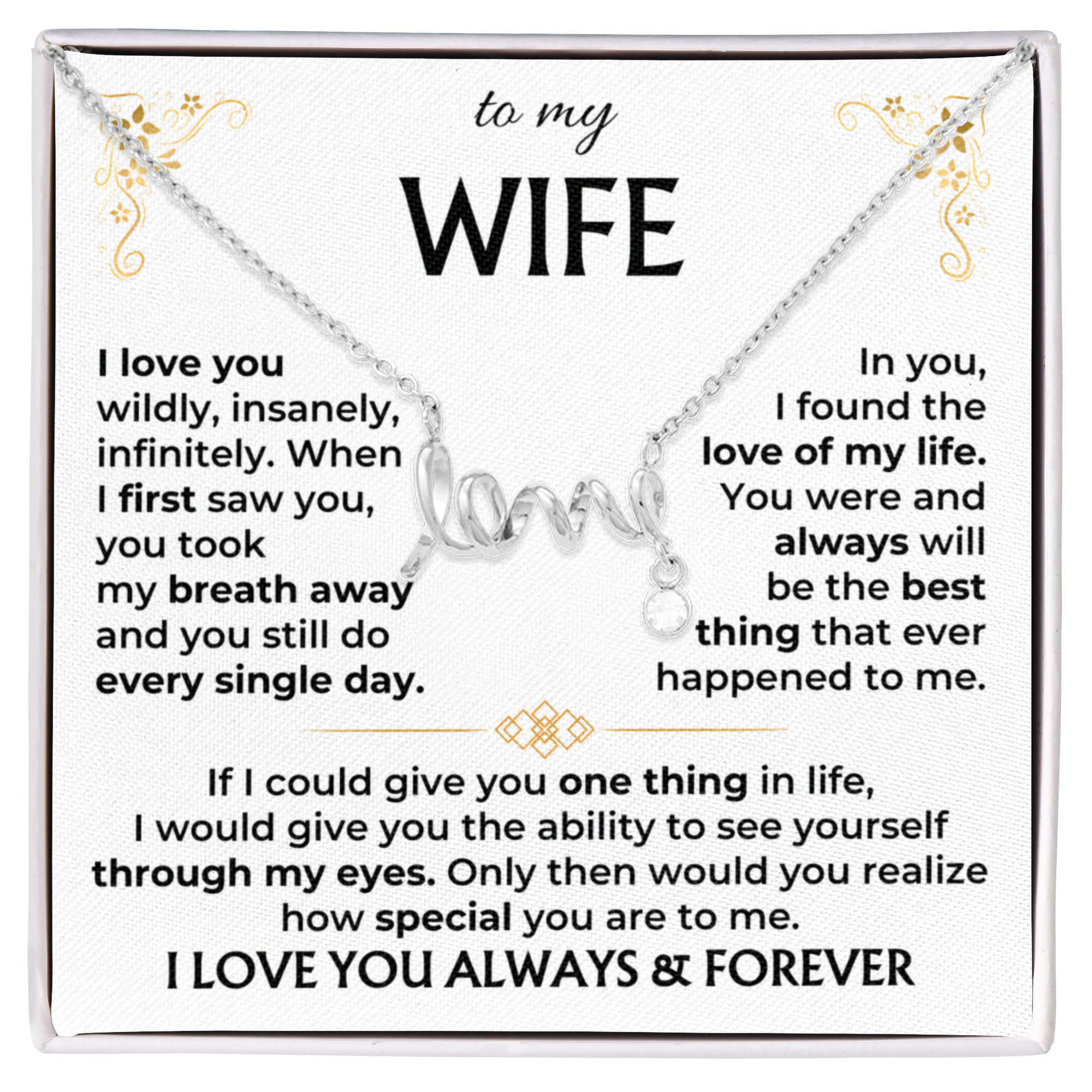 To My Wife Necklace - Anniversary Gift Idea from Husband - Scripted Love Necklace