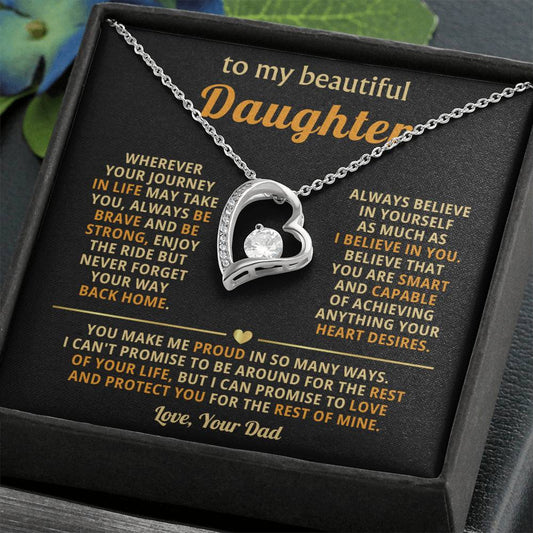 To My Beautiful Daughter Necklace - I Believe In You - Present for Daughter from Dad - Forever Love Necklace