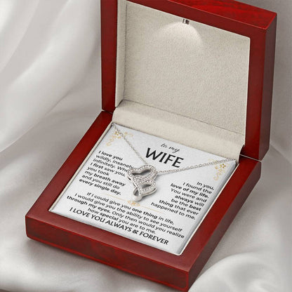 To My Wife Necklace - Best Surprise Gift for Wife from Husband for Anniversary, Christmas & Valentine’s Day - Heart-to-heart Pendant Necklace