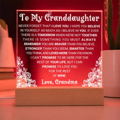 Square Acrylic Plaque Gift, Special Way to Celebrate a Granddaughter, Square Acrylic Plaque for Granddaughter, To My Granddaughter