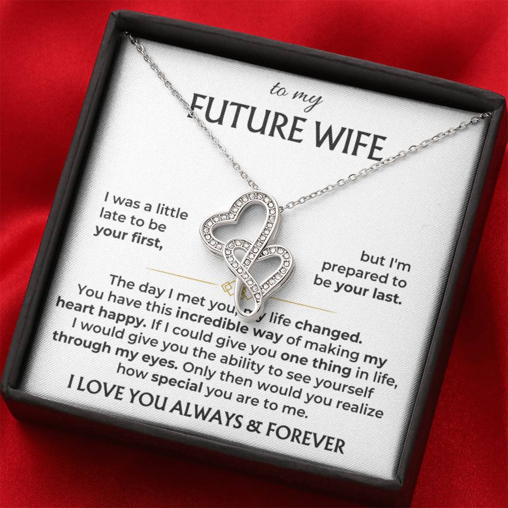 Future Wife Necklace - Romantic Jewelry Gift for Girlfriend for Valentine’s Day, Birthday & Proposal Celebrations - Heart-to-heart Pendant Necklace