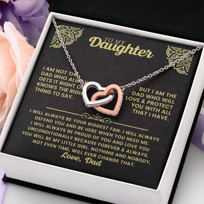 To My Daughter Necklace - I will always be your biggest fan - Gift for Daughter from Dad - Interlocking Hearts Necklace