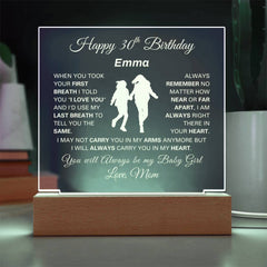 30th Birthday Gift For Daughter, Printed Square Acrylic Plaque, Personalized Keepsake, Unique Decorative Plaque for Milestone Celebration