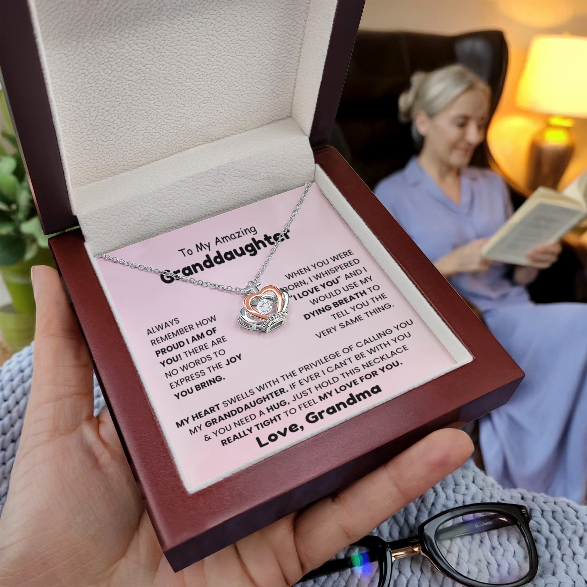 To My Granddaughter Necklace – Granddaughter Birthday Graduation Necklace Gift from Grandma – Crown Pendant Necklace