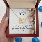 To My Love Necklace - Sweetest Gift for Wife from Husband for Valentine’s Day, Anniversary & Birthday Joy - Interlocking Hearts Necklace