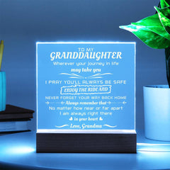 Inspiring Square Acrylic Plaque – Thoughtful Gift for Granddaughter, Square Acrylic Plaque for Granddaughter, To My Granddaughter