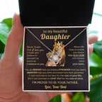 To My Beautiful Daughter Necklace - When life tries to knock you down - Daughter Present from Dad - Love Knot Necklace
