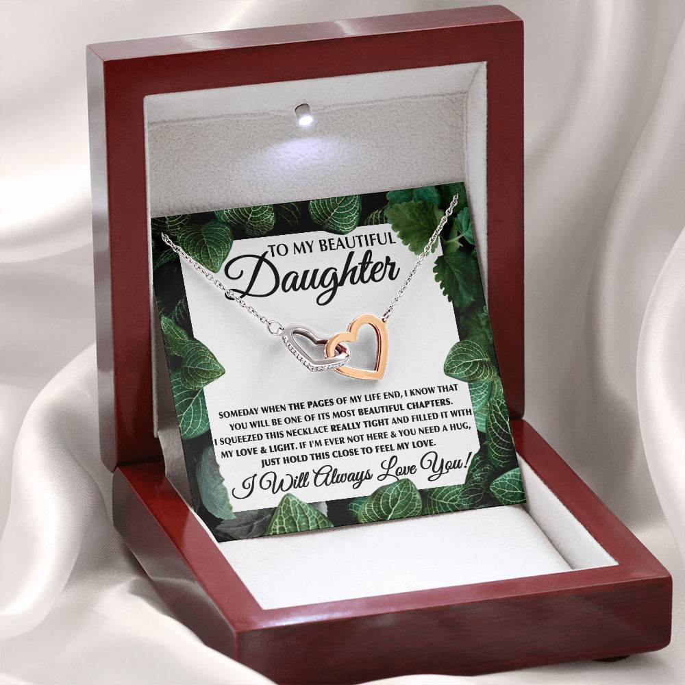 To My Daughter Necklace – Birthday & Graduation Jewelry for Her – Interlocking Hearts Necklace