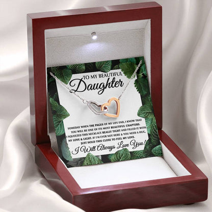 To My Daughter Necklace – Birthday & Graduation Jewelry for Her – Interlocking Hearts Necklace