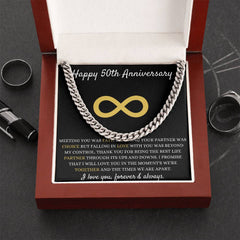 Cuban Link Chain with Message Card, Timeless 50th Anniversary Gift, Happy 50th Anniversary
