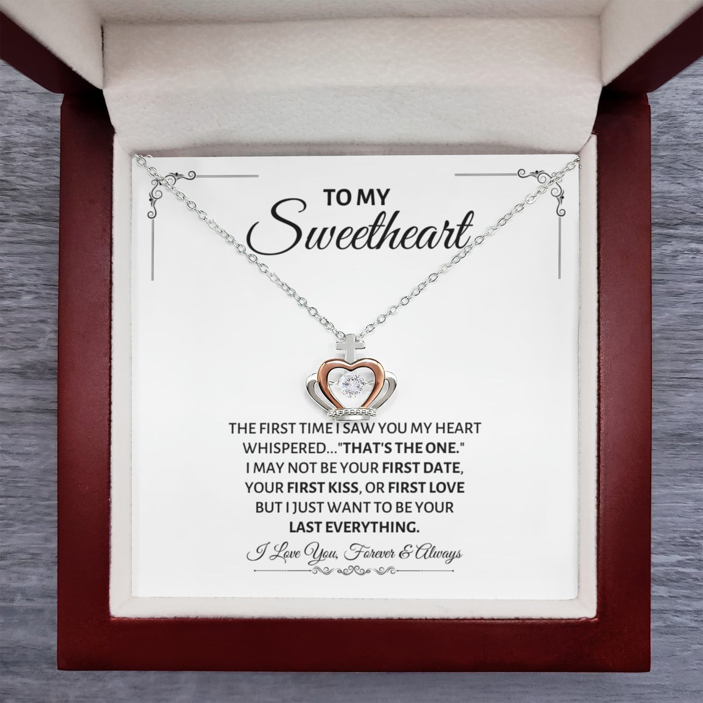 To My Sweetheart Necklace - Gift for Love on Valentine’s Day & Special Days - Crown Pendant Necklace