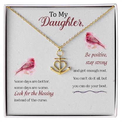 To My Daughter Necklace – Birthday & Graduation Gift Jewelry – Anchor Pendant Necklace