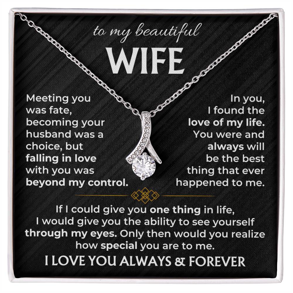 To My Beautiful Wife Necklace - Touching Romantic Gift for Wife from Husband for Christmas, Anniversary & Valentine’s Day - Alluring Beauty Necklace