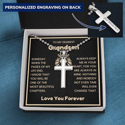 Personalized Cross Necklace For Grandson