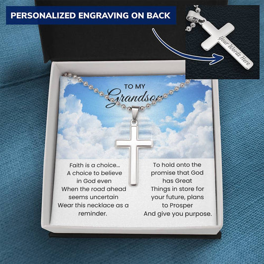 Gift for grandson personalized cross necklace