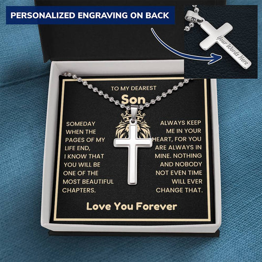 Personalized Cross Necklace for Son