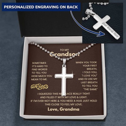 Personalized Cross Necklace for Grandson