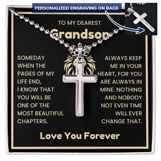 Personalized Cross Necklace For Grandson