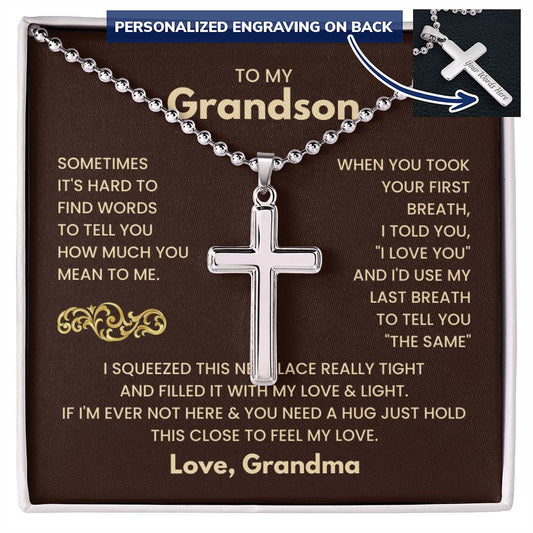 Personalized Cross Necklace for Grandson