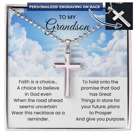 Gift for grandson personalized cross necklace