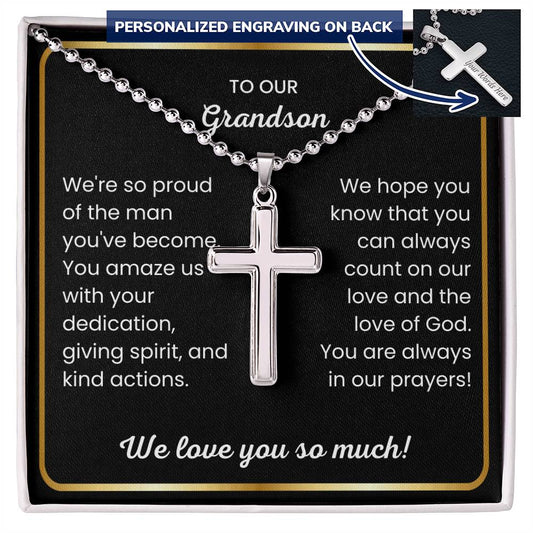 Sentimental Grandson Cross Necklace Gift from Grandparents