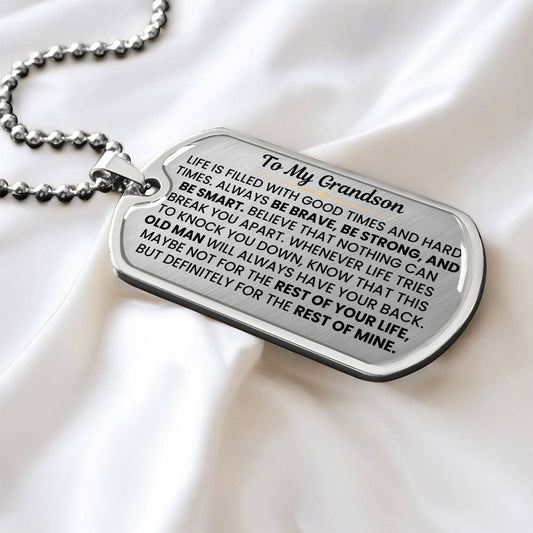 Grandson Gift from Grandpa - Surgical Steel Dog Tag Necklace