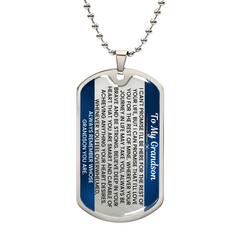 Personalized Dog Tag Necklace for Grandson, Engraved Birthday Gift, Teen Jewelry, Trendy Keepsake Accessory, To My Grandson