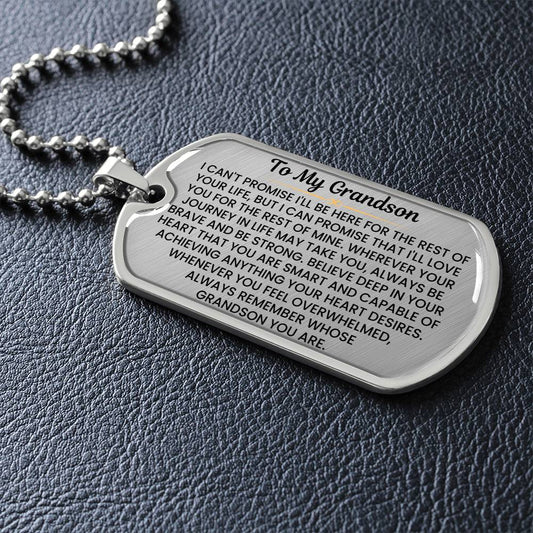 To My Grandson Dog Tag Necklace